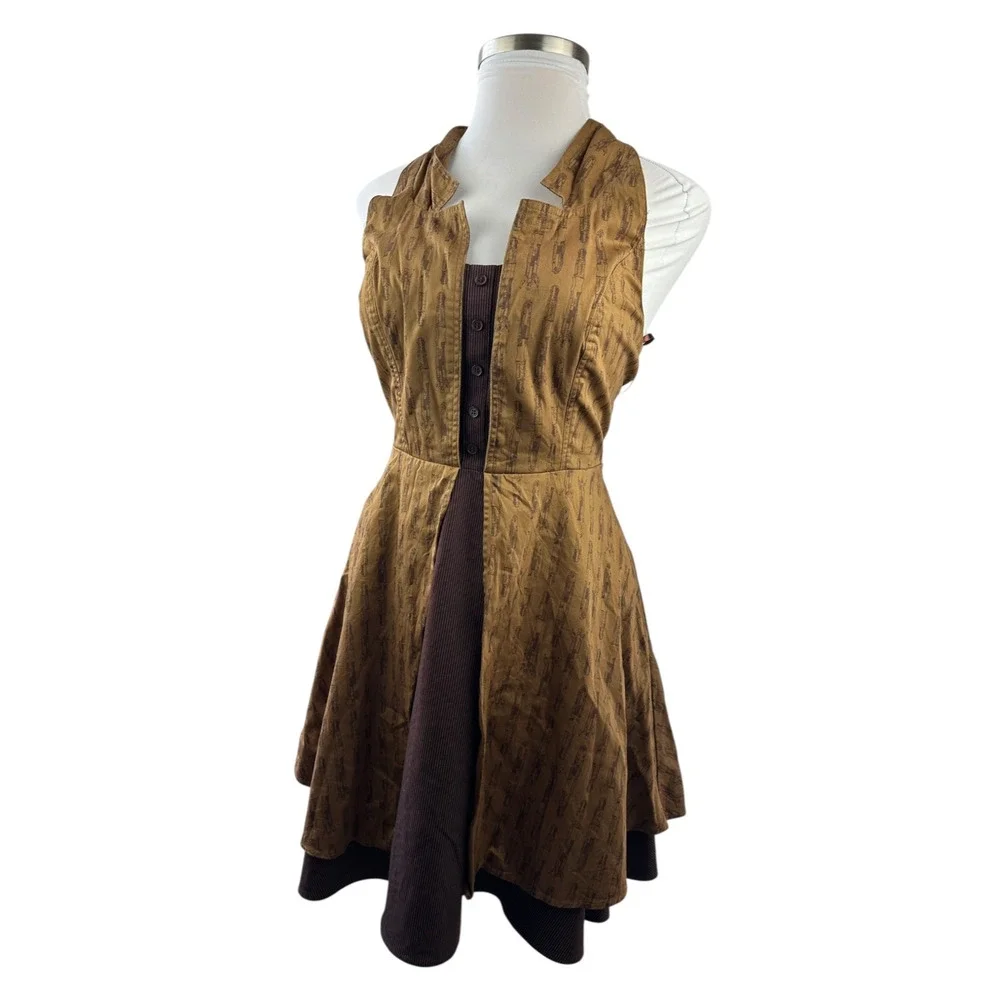 Doctor Who x Hot Topic Regeneration Dress Halter Pockets Brown BBC Women's Large - Picture 16 of 16